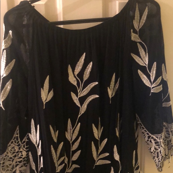 Alfani Tops - Embroidered black & white blouse